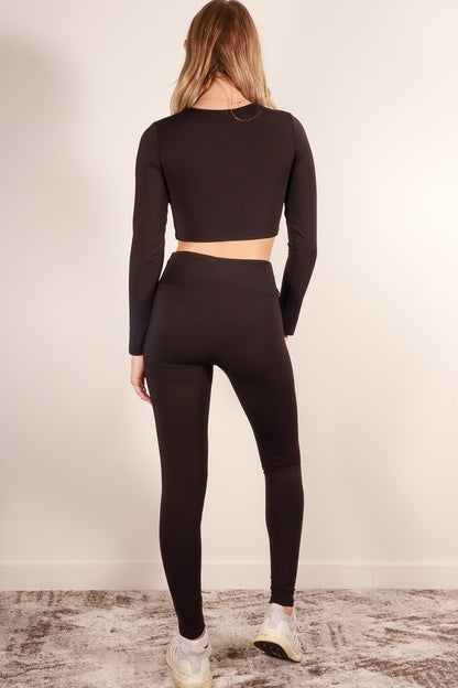 Long Sleeve Crop Top & High Waist Leggings Activewear Set (CAPELLA) - Néctar